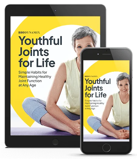 Joint Genesis bonus e-book 2: Youthful Joints for Life cover on a tablet and a phone