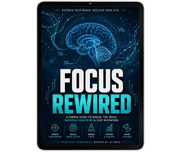 Neuro Serge bonus guide Focus Rewired shown on a tablet, included with 3 and 6 bottles