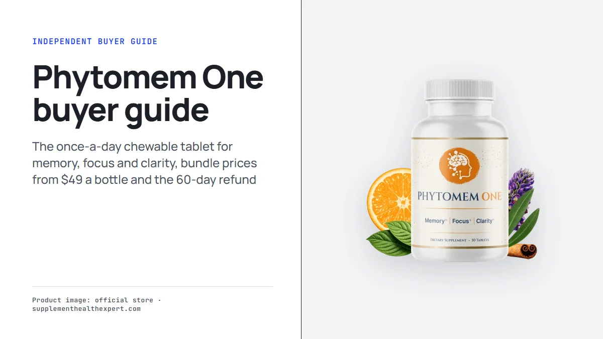 Phytomem One bottle beside the title Phytomem One buyer guide on a light grey panel