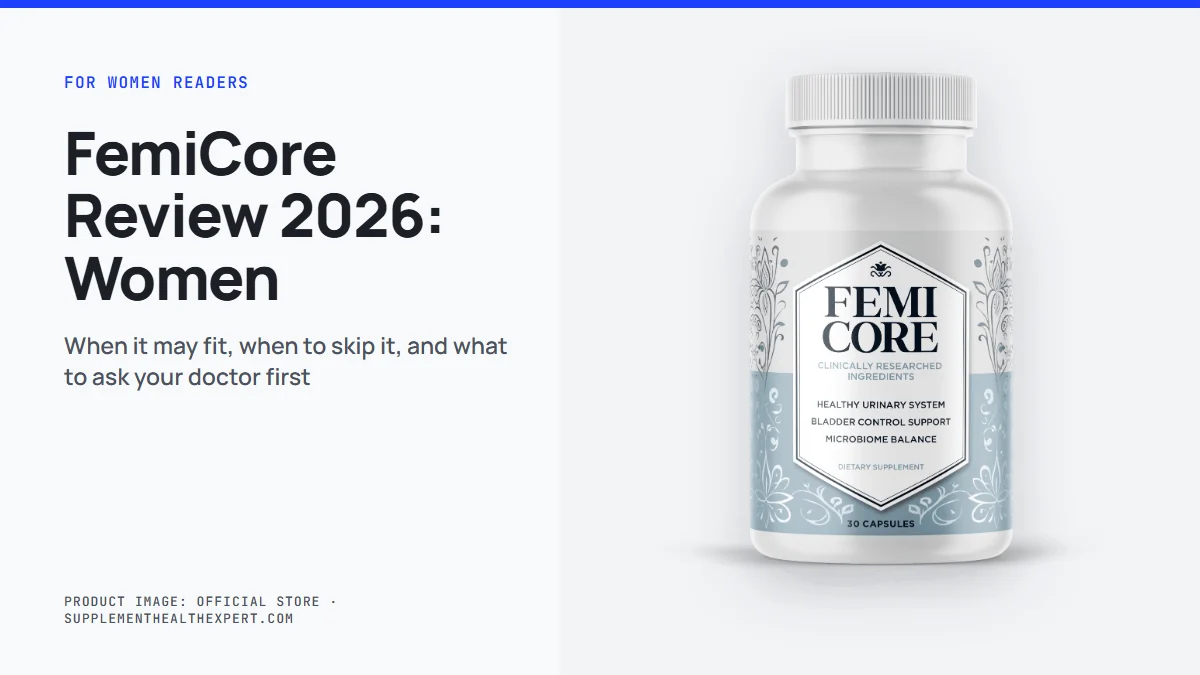 FemiCore review 2026 women: the official bottle with notes on fit, limits and doctor questions