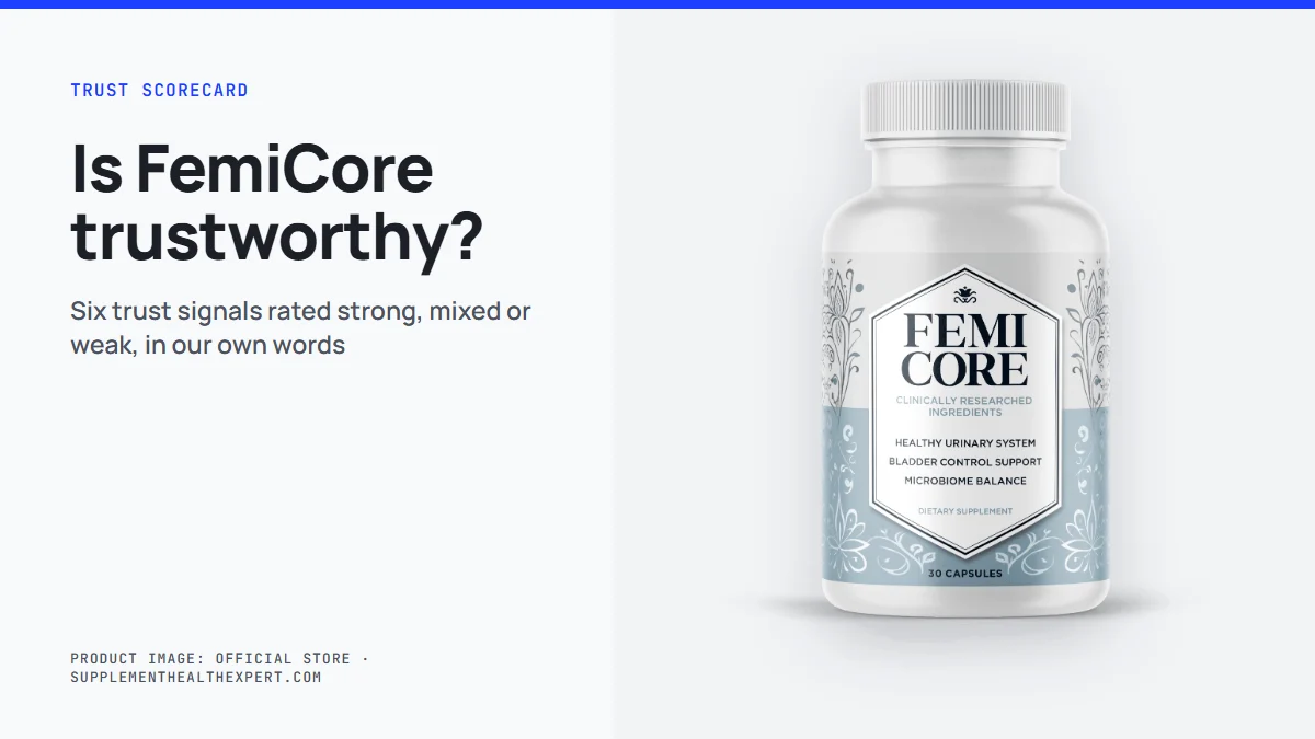 Is FemiCore trustworthy: trust scorecard rating six signals strong, mixed or weak