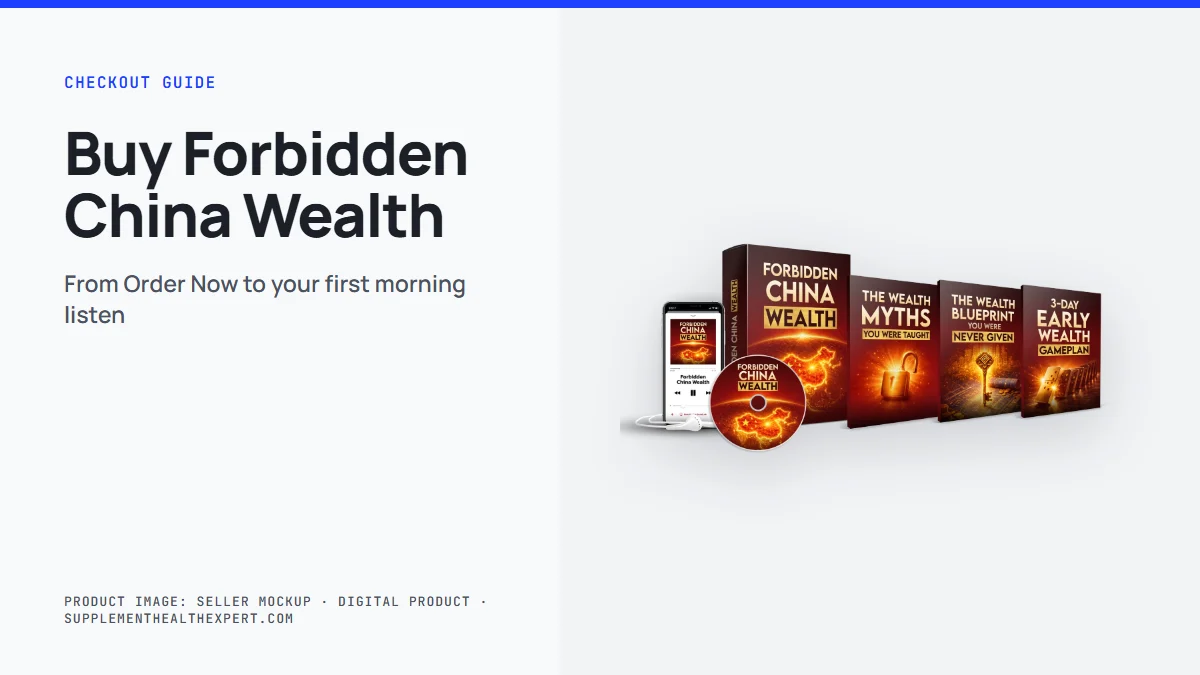 Buy Forbidden China Wealth checkout guide: the seller's digital audio mockup with three bonus guides