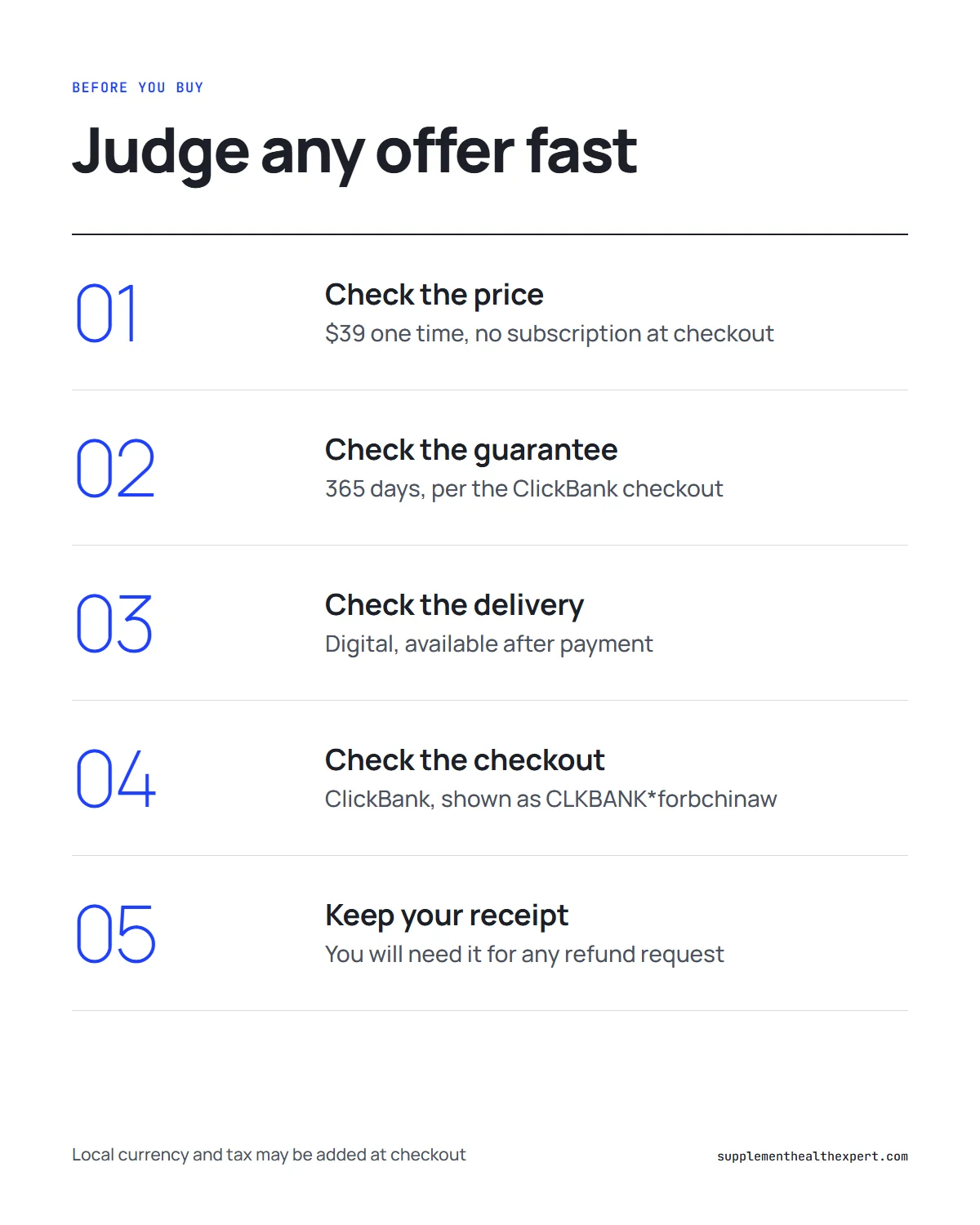 Forbidden China Wealth reviews infographic: five checks to judge any offer, from price to receipt