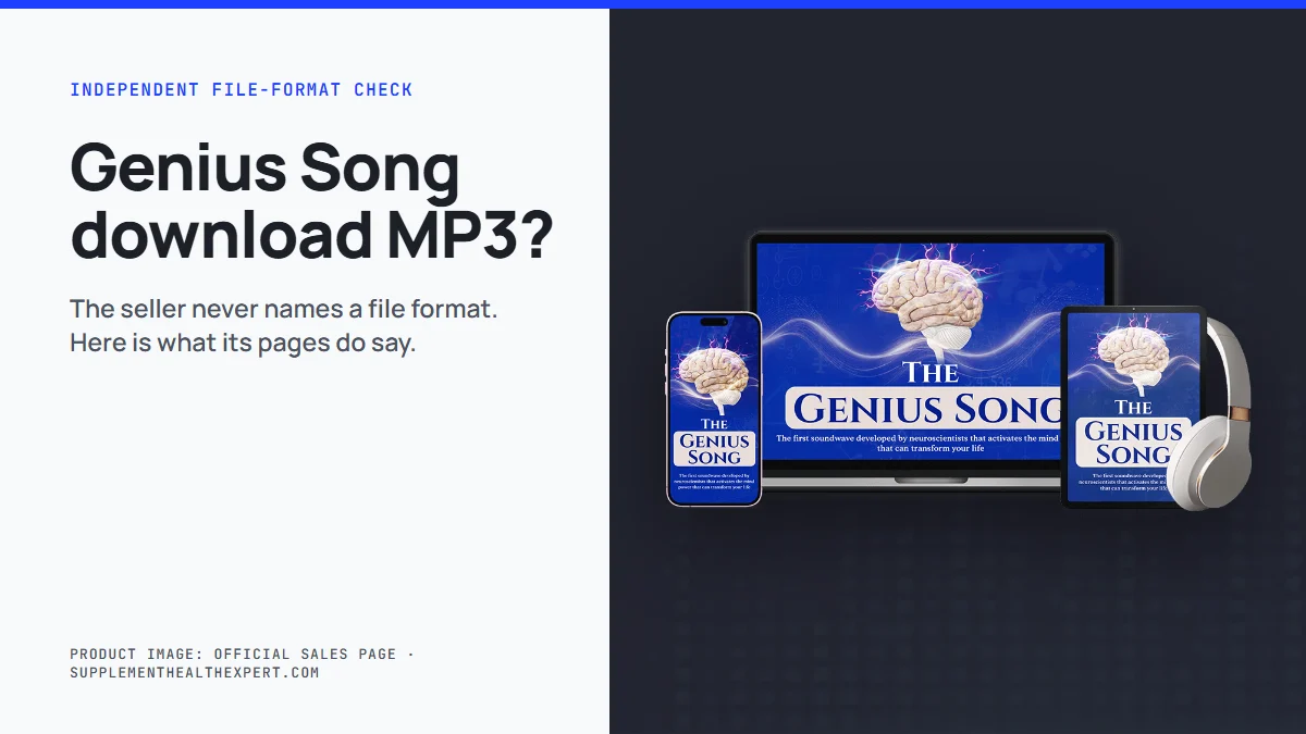 Genius song download mp3: the seller's mockup of The Genius Song shown on a phone, laptop and tablet