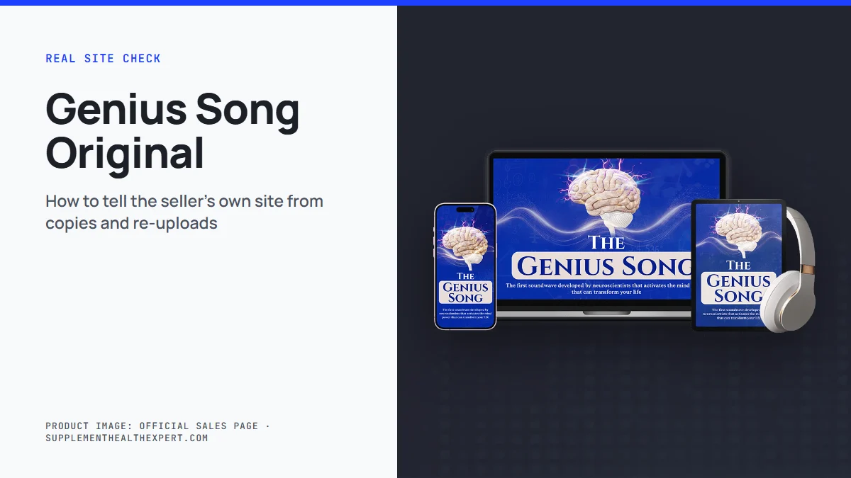 Genius song original: product mockup of the audio track on a graphite background with the title Genius Song Original