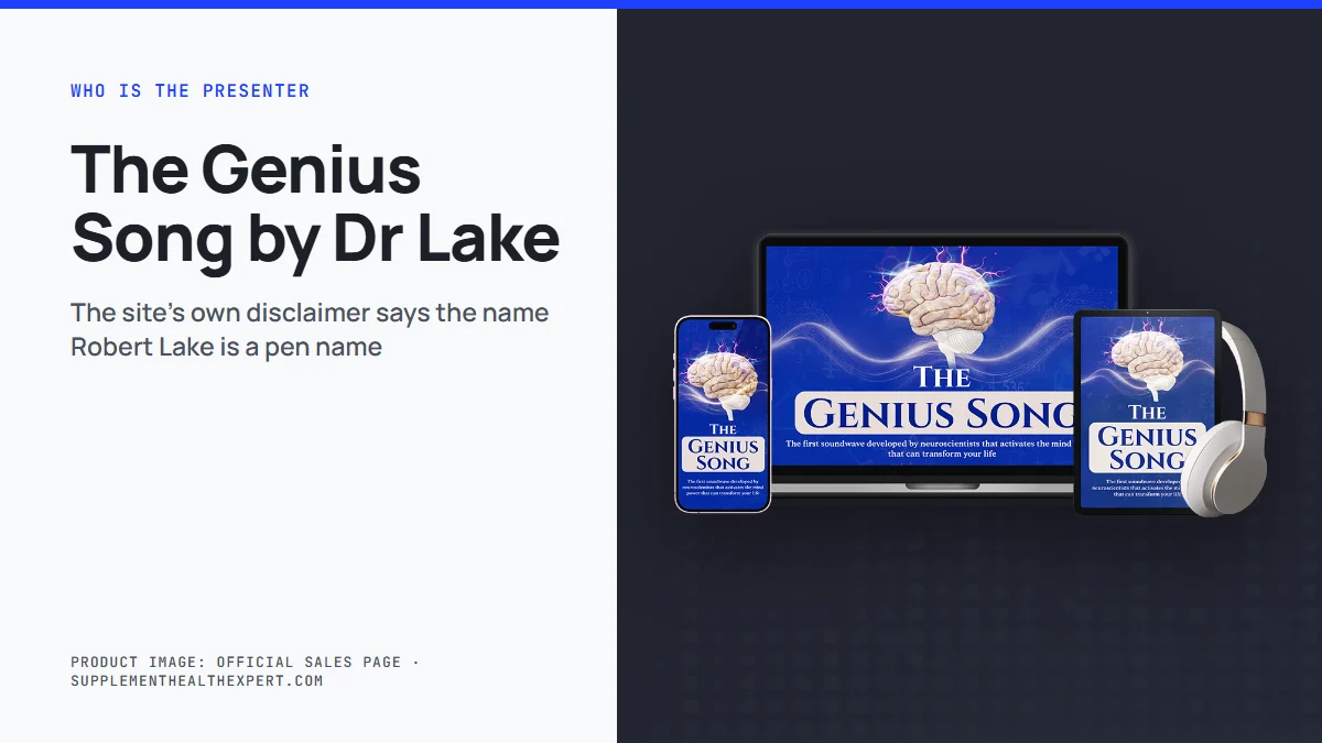 The Genius Song by Dr Lake: product mockup of the audio track on a graphite background