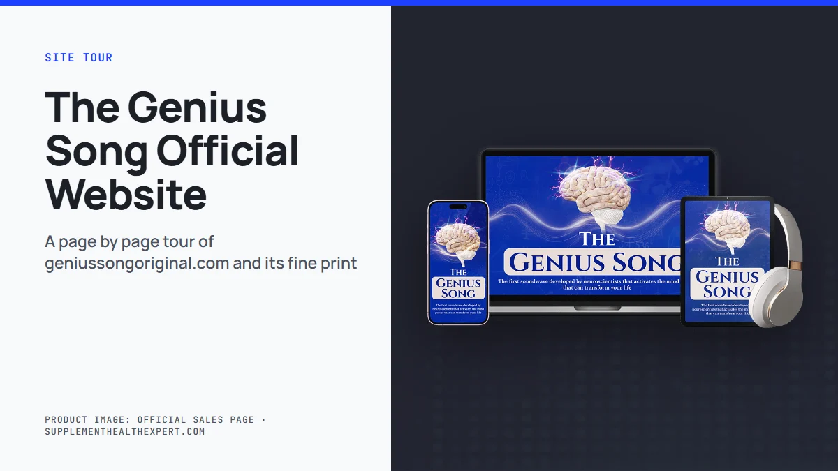The genius song official website tour: product mockup of The Genius Song audio track on a graphite background
