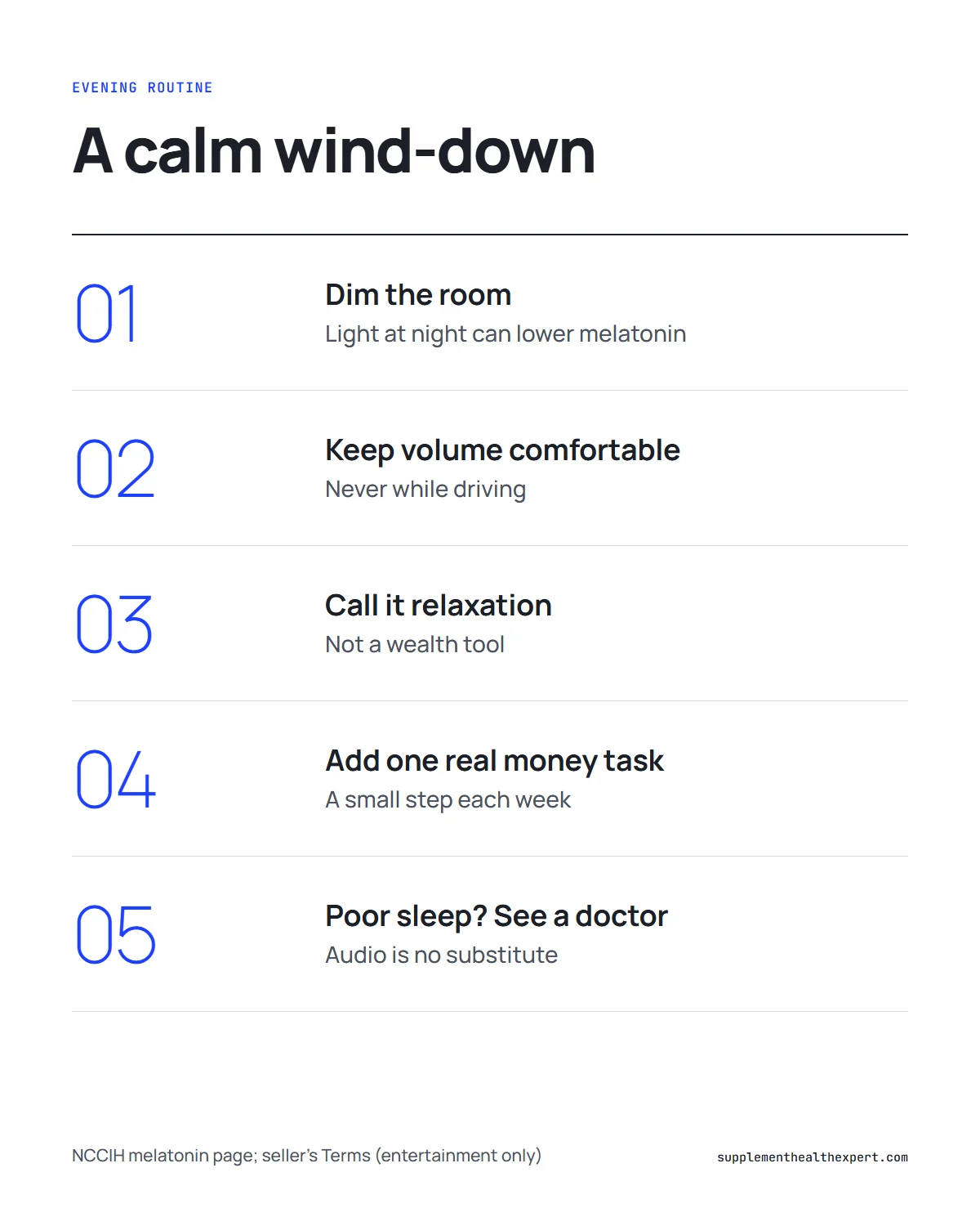 The last wish pineal gland infographic: a short dark-room wind-down routine and when to see a doctor about sleep