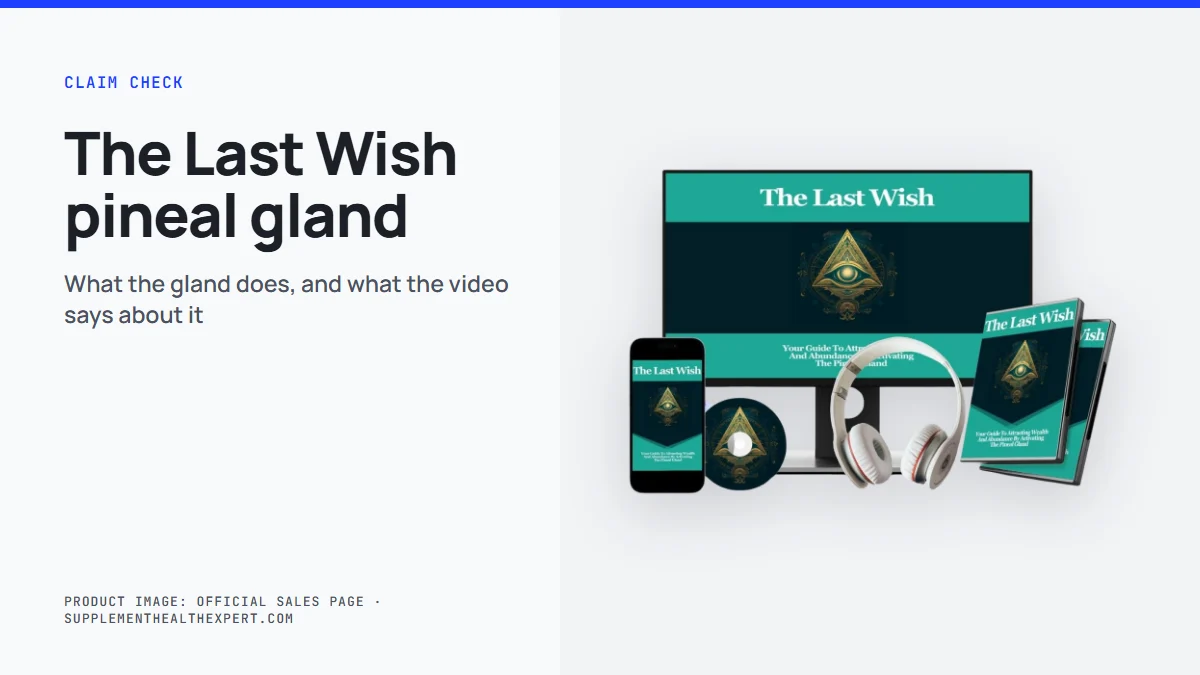 The Last Wish pineal gland: product mockup with a comparison of the video's claims and what is known about the gland