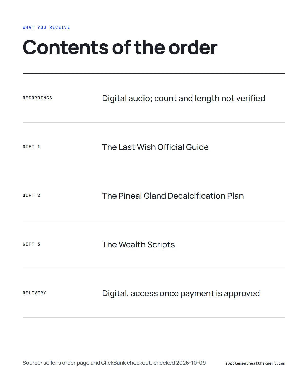 The Last Wish program infographic: the digital recordings, the three listed gifts and how the order is delivered