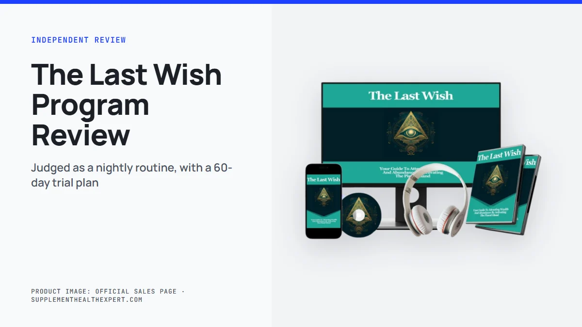 The Last Wish program review: the seller's product mockup beside the title and a note about a 60-day trial plan