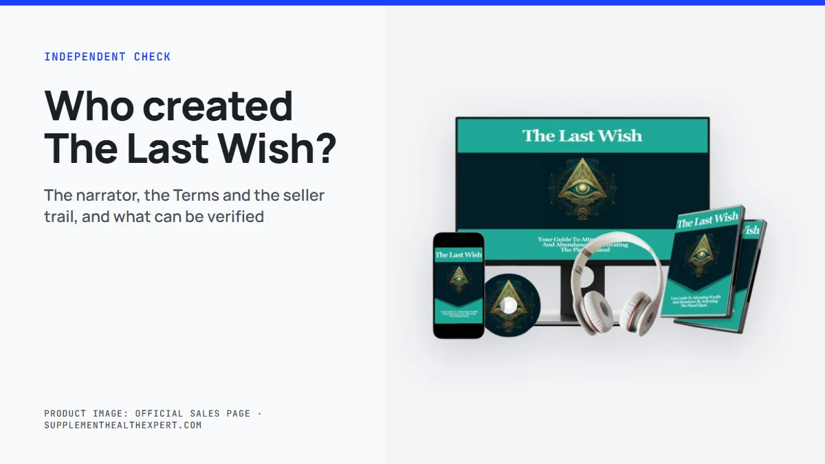 Who created The Last Wish manifestation: product mockup with a short list of what can and cannot be verified