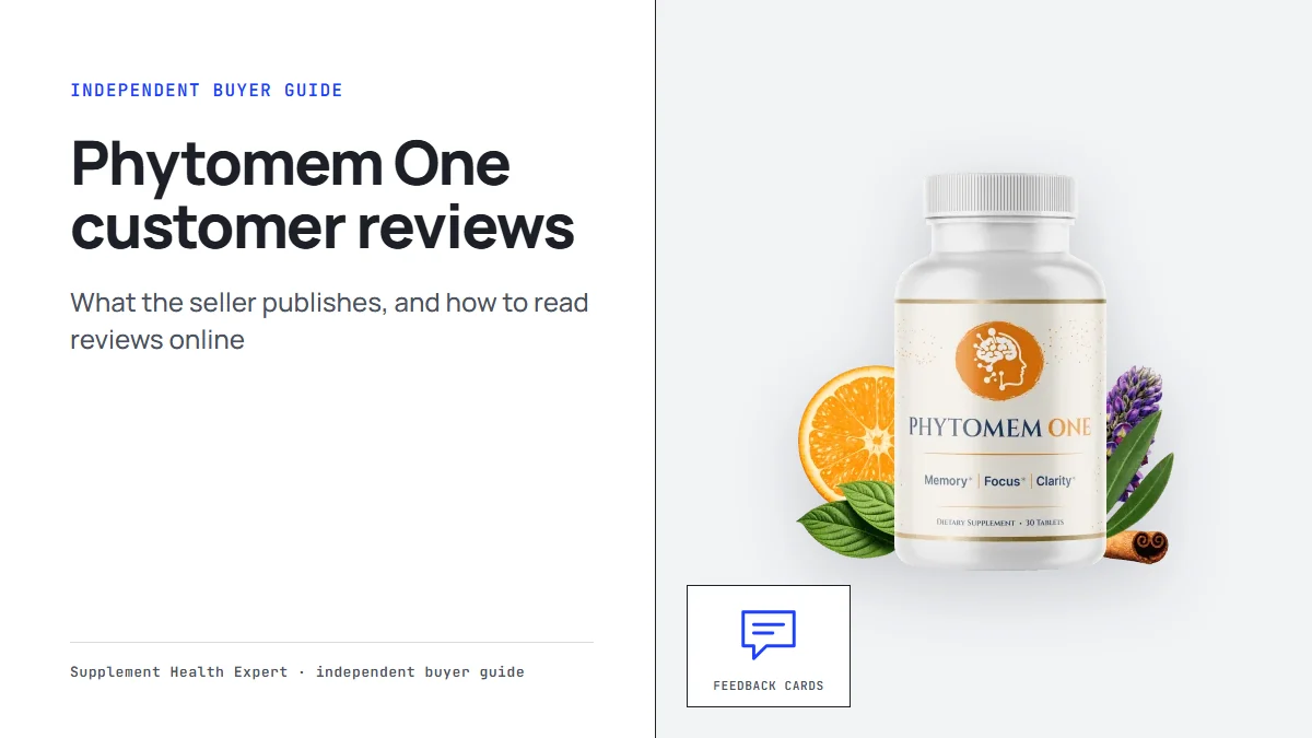 Phytomem One customer reviews: the Phytomem One bottle beside a speech bubble icon