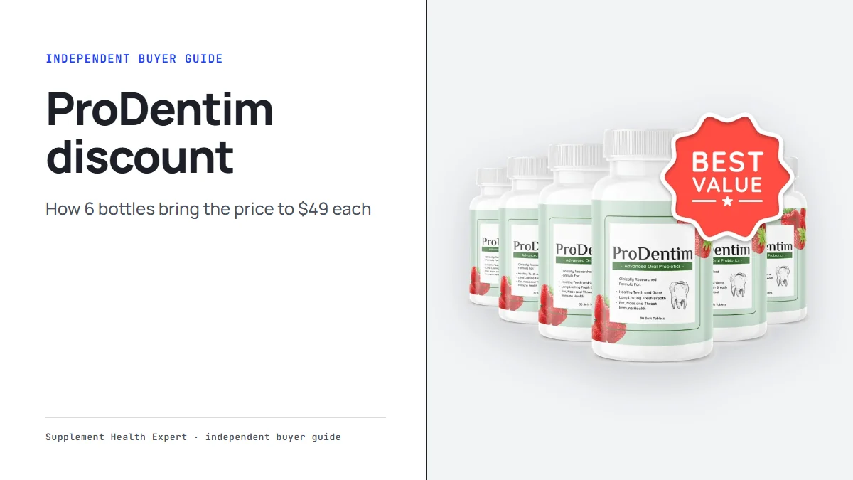 ProDentim discount: a graphic with six ProDentim bottles, a Best Value badge and the headline ProDentim discount