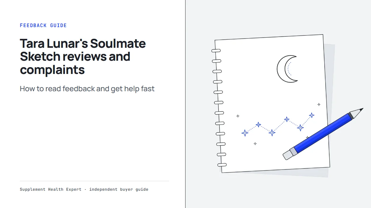 Tara Lunar's Soulmate Sketch reviews and complaints: our own illustration of a sketchbook, a pencil and stars