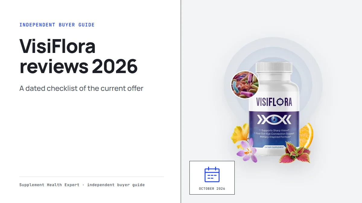 VisiFlora reviews 2026 graphic with a VisiFlora bottle beside a calendar icon marked October 2026