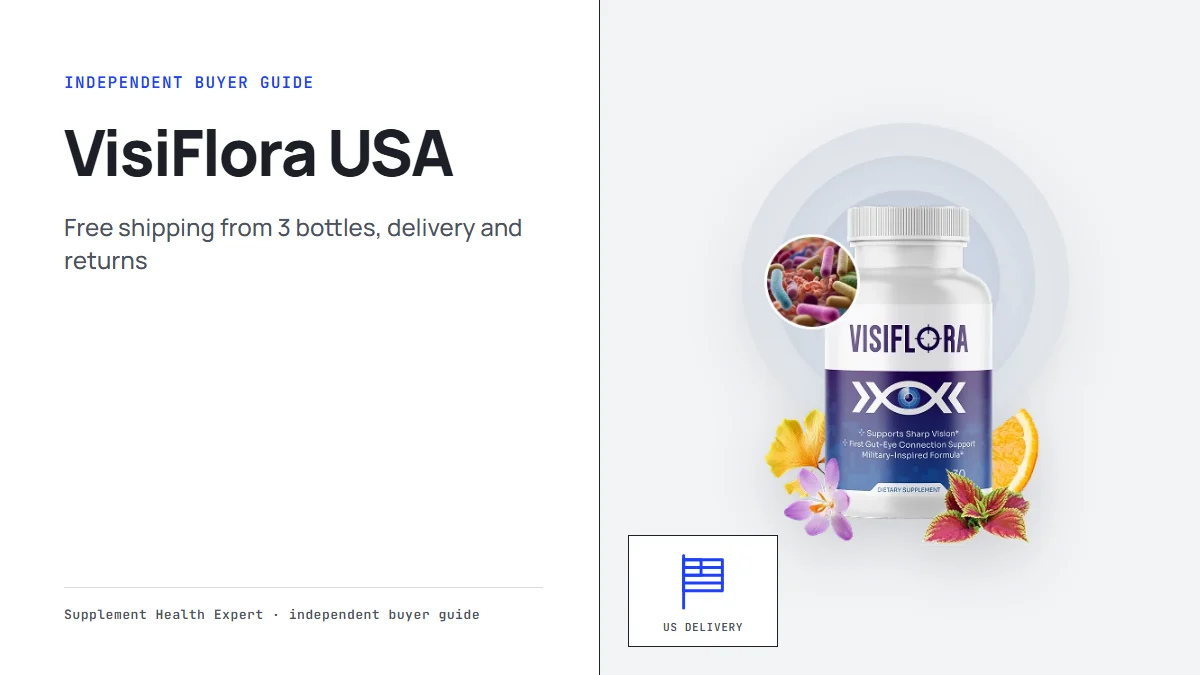 VisiFlora USA graphic with a VisiFlora bottle beside a flag icon labeled US shipping and delivery